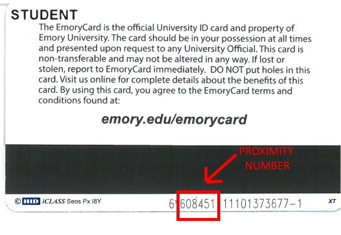 back of Official EmoryCard